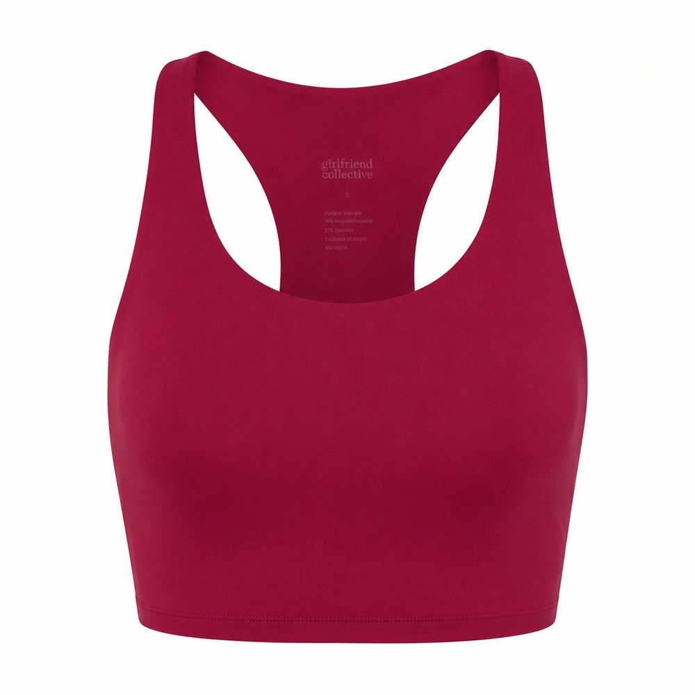 Girlfriend Collective Topanga Bra‎ Pink Magenta High Neck Racerback Size S